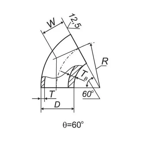 Отводы 60 в ВУС 800x820x32 мм 09Г2С ГОСТ 17375-2001