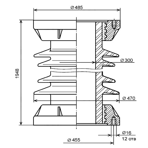 Армированные покрышки ПВЭ для элегазовых выключателей 110x10x300 мм ПВЭг-110 II