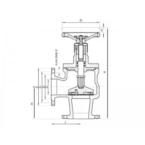 Клапан бронзовый невозвратно-запорный угловой фланцевый 522-35.4153 (ИТШЛ 491.91511) 