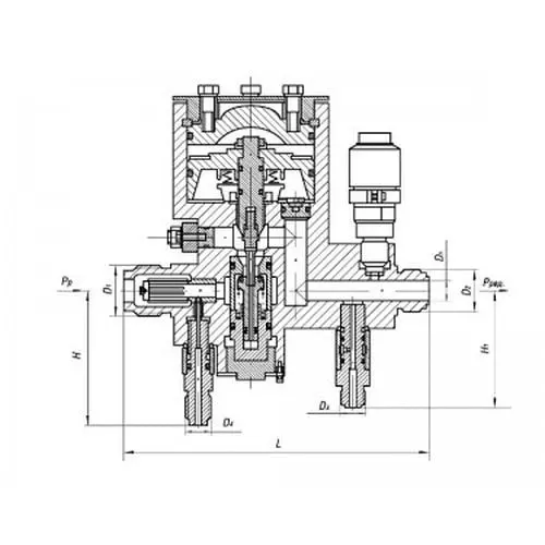 Бронзовый клапан редукционный проходной штуцерный 525-36.107-01 (ИTШЛ.49317108-01) 