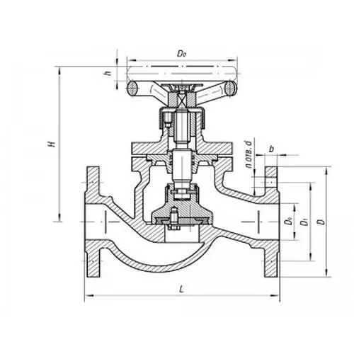 Бронзовый запорный проходной фланцевый клапан 521-35.3452-03 (ИТШЛ.49112514-03) 