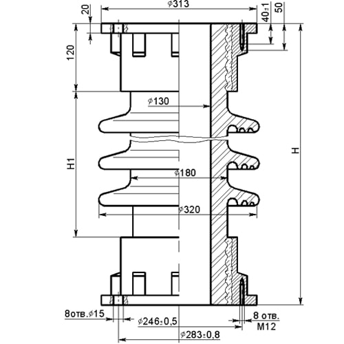 Фарфоровые армированные покрышки ПНК для конденсаторов связи 6x22 мм ПНК-6 УХЛ1