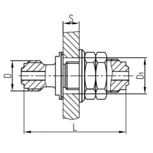 Латунный переборочный штуцерный съемный стакан 25x100 мм 554-03.909-05 (ИTШЛ.363171.135-05)